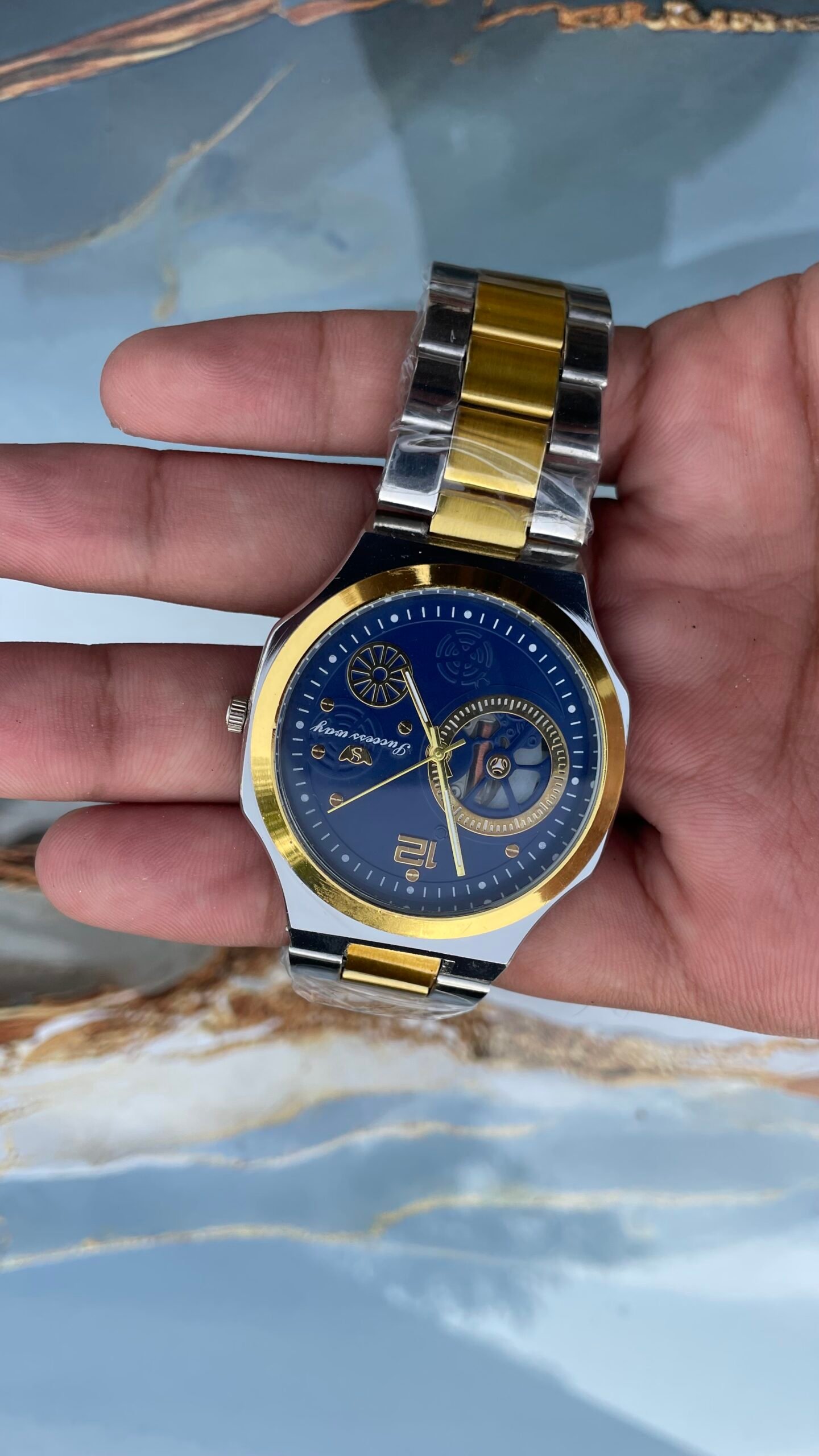 Luxury Premium Toshie Watch | Blue Dial Two-Tone Metal Watch (Copy) (Copy) - Image 5