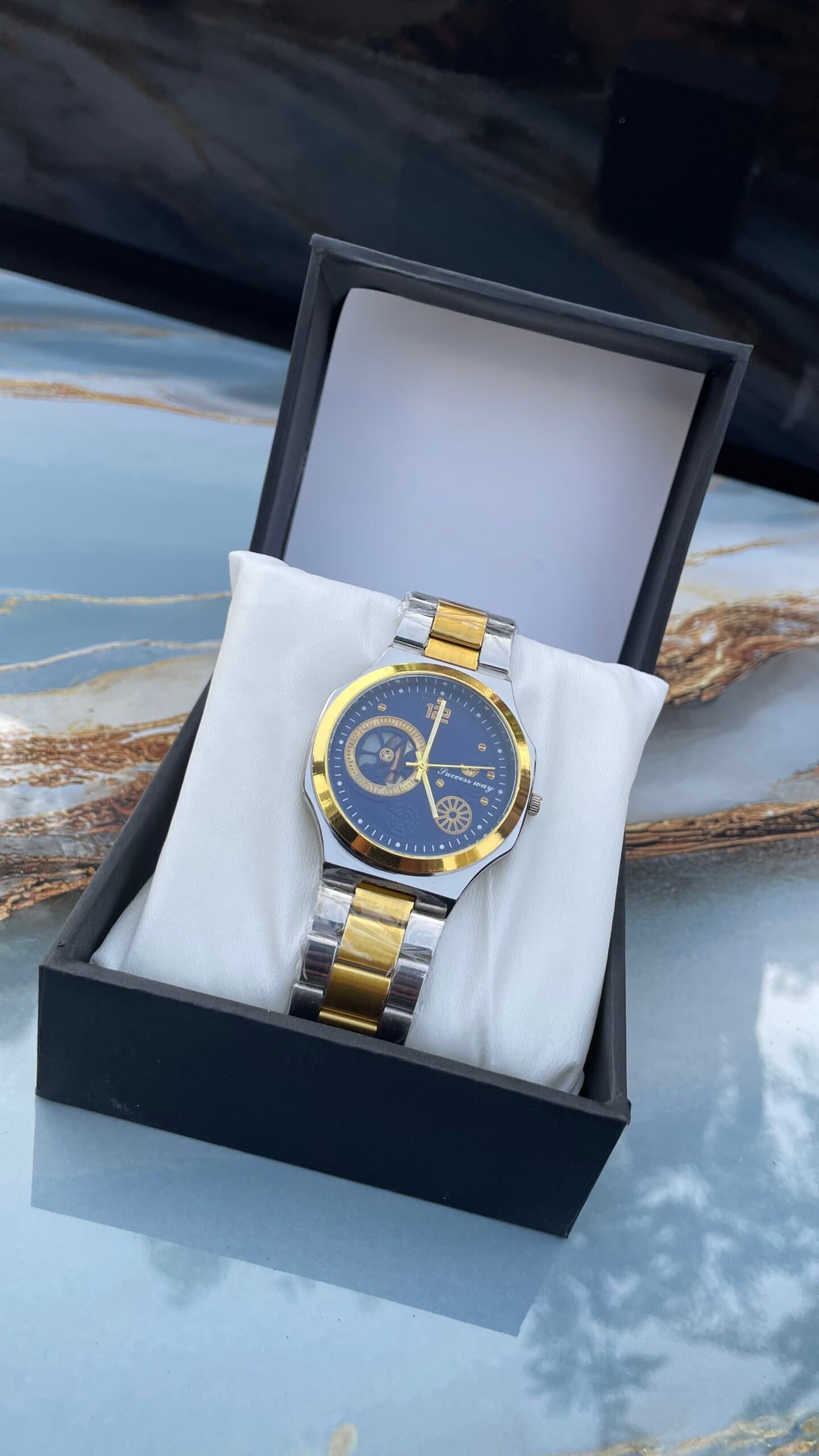 Luxury Premium Toshie Watch | Blue Dial Two-Tone Metal Watch (Copy) (Copy)