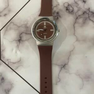 TOMI Luxury Brown Dial Quartz Analog Watch – Elegant Crystal Detail